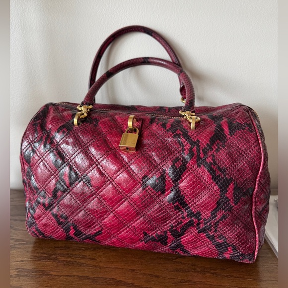 Vintage Y2K Marc Jacobs Bordeaux Calfskin Python Imprinted Westside Duffle bag - Picture 1 of 14